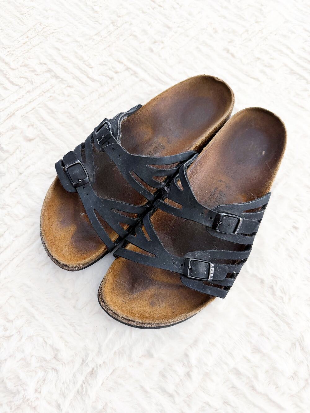 Birkenstock Granada Black Oiled Leather Soft Footbed Sandals Comfort Boho